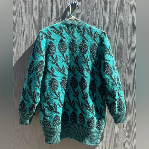 Vintage New Wang Kong Knit Cardigan With Floral Appliqué Size MD - Picture 8 of 16